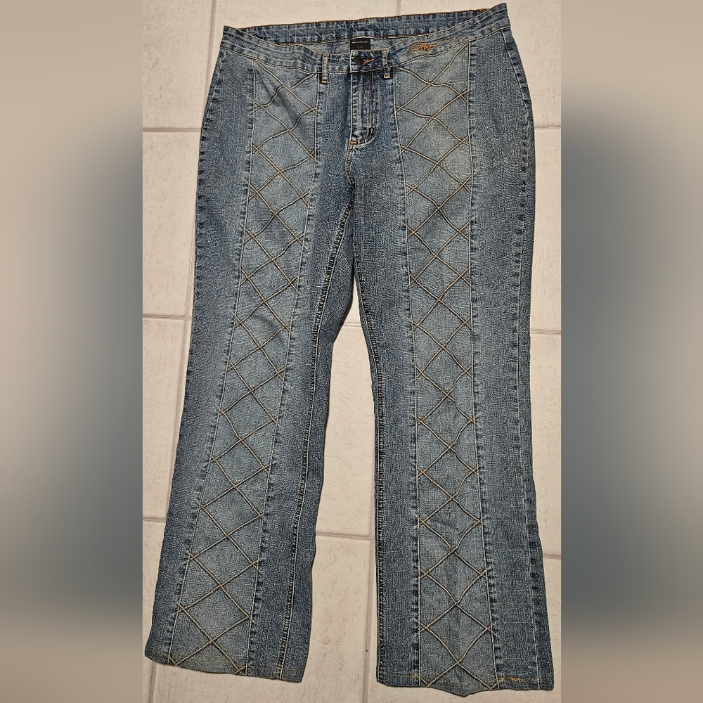 FUBU Light Blue Jeans with Stitch Detail Y2k Vintage